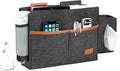 Surblue Bedside Caddy Felt Storage Organizer Hanging Bag with Tissue Box and Water Bottle Pocket for Mattress, Sofa, Bunk Bed, Dark Gray