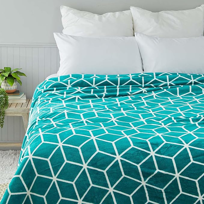 Elegant Comfort Luxury Velvety-Soft Coral Flannel Blanket Micro-Velour Ultra-Softness Fuzzy Plush, Full/Queen, Teal