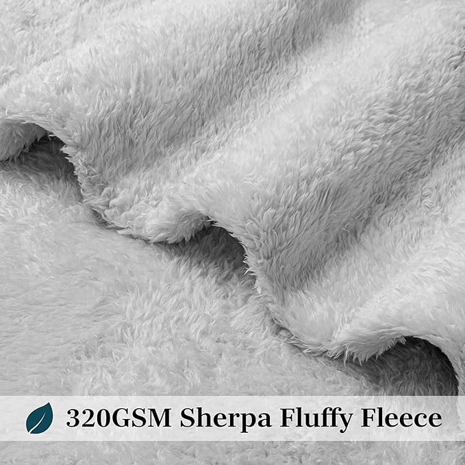 PAVILIA Sherpa Throw Blanket for Couch Sofa, Light Grey Fluffy Warm Plush Blanket for Bed, Cozy Super Soft Lightweight Throw, Fuzzy Decorative Blanket, All Season Home, 50x60