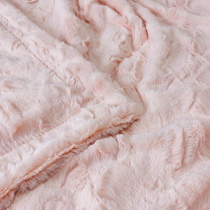 TOONOW Faux Fur Luxury Throw Blanket,Double Side Soft Fluffy Shaggy Fuzzy Blanket for Couch Sofa Bed (Mauve Morn, X-Large Twin Size)