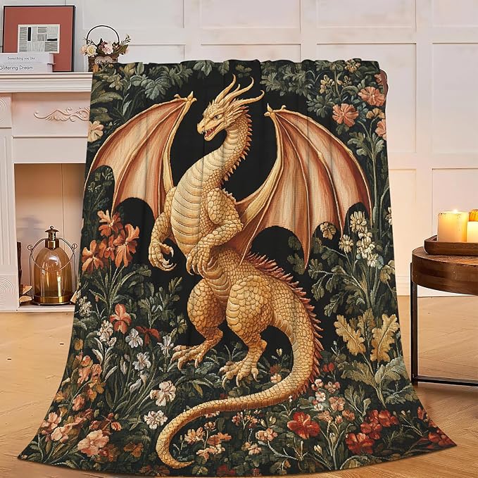 Dragon Throw Blanket Soft Warm Cozy Dragons Blankets Fuzzy Plush Fleece Dragon Blanket Gifts for Couch Bed Sofa Home Decor 40''X50''