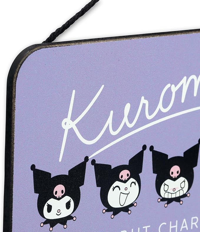 Kuromi Cheeky but Charming Hanging Wood Wall Decor - Fun Kuromi Sign for Bedroom or Play Room
