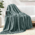 Exclusivo Mezcla Plush Fuzzy Fleece Throw Blanket Extra Large, Super Soft, Fluffy and Warm Blankets for Couch, Bed, All Season (Celadon, 50x70 inches)