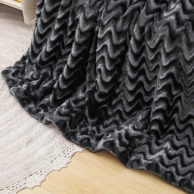 Whale Flotilla Faux Fur Sherpa Throw Blanket for Couch Sofa, Cozy Reversible Fuzzy Fluffy Plush Throws for All Season, Warm and Soft, 50x60 Inch, Grey