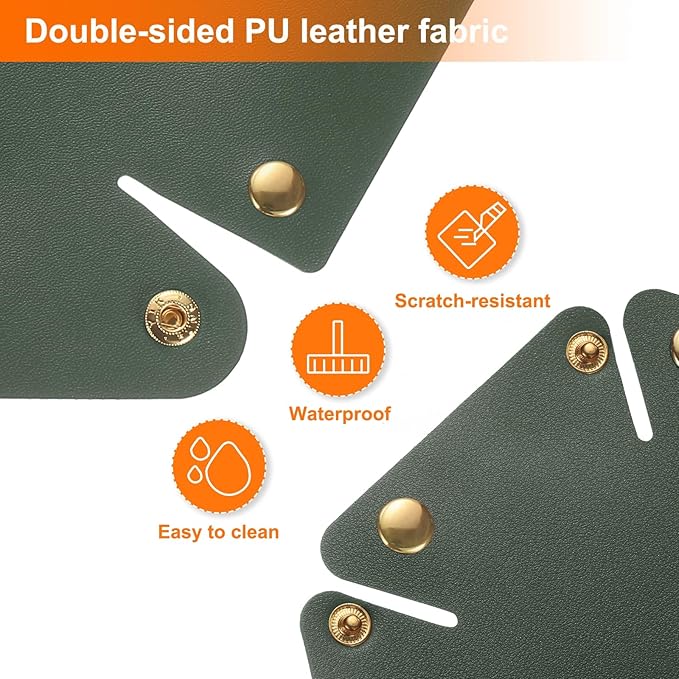 HARFINGTON 2pcs PU Leather Valet Tray Unisex Valet Tray Folding Round Catchall Tray Portable Entryway Table Tray Nightstand Bedside Desk Tray for Key Watch Coin Jewelry Dice, Dark Green