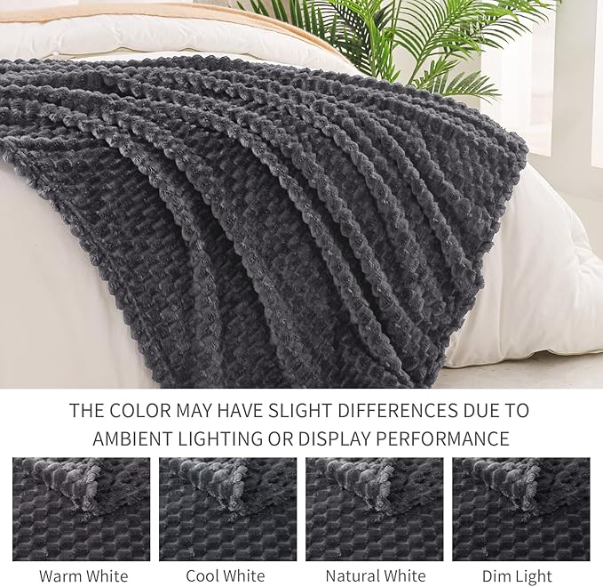 Exclusivo Mezcla Fleece Twin Blanket for Bed, Extra Large Fuzzy Dark Grey Bed Blankets, Soft Cozy Plush Sofa Throws for All Seasons, 60x80 Inches