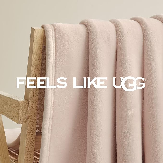 UGG Coco Plush Fleece Throw Blanket – Soft & Cozy Blanket for Couch, Bed & Sofa, Perfect for Home Decor, House Warming Gifts or Luxurious Birthday Gifts for Women, 50" x 70", Pink Himalayan Salt