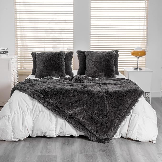 YUSOKI Long Faux Fur Throw Blanket for Sofa Couch,2 Layers,2.1lb,All Ages,Home Decoration, (Morel,50" x 60")