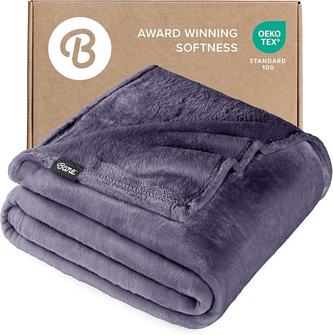 Bare Home Fleece Blanket - Full/Queen - Ultra-Soft Lightweight for Bed, Sofa, and Couch - Luxury Microplush - Cozy Warm Blanket (Full/Queen, Dusty Purple)