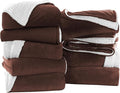 IR Imperial Rooms Coffee Sherpa Blankets Queen Size for Bed - Wholesale Bulk Pack of 9 Sherpa Blankets - Soft Fluffy Throw Blanket for Hotels, Guest Bedroom, 90x90 Inches