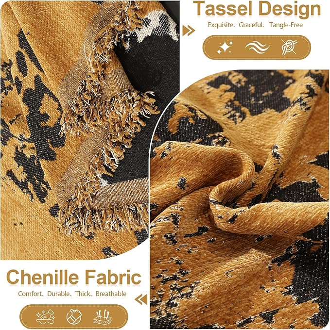 HANDONTIME Abstract Couch Cover for Dogs Pumpkin and Black Couch Cover Blanket for 2 Cushion Sofa Modern Aesthetics Sofa Covers Washable Pet Friendly Chenille Protector Furniture Covers, 71" X 118"