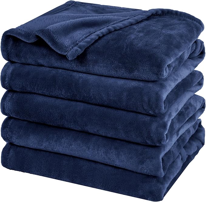PHF Oversized King Big Fleece Blanket 120"x120", No Shed No Pilling Extra Large Soft Blanket, Giant 10'x 10' Lightweight for Bed, Sofa Travel and Camping, Suitable for All Season, Navy Blue