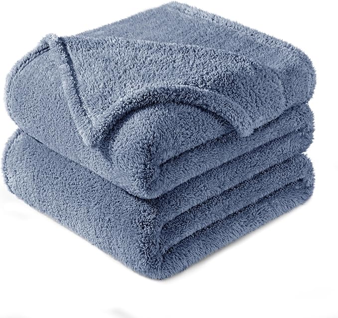 Exclusivo Mezcla King Size Blanket for Bed, Super Soft Velvet Plush Fleece Blankets, Fuzzy Cozy and Warm for Winter, 90x104 Inches, Stone Blue
