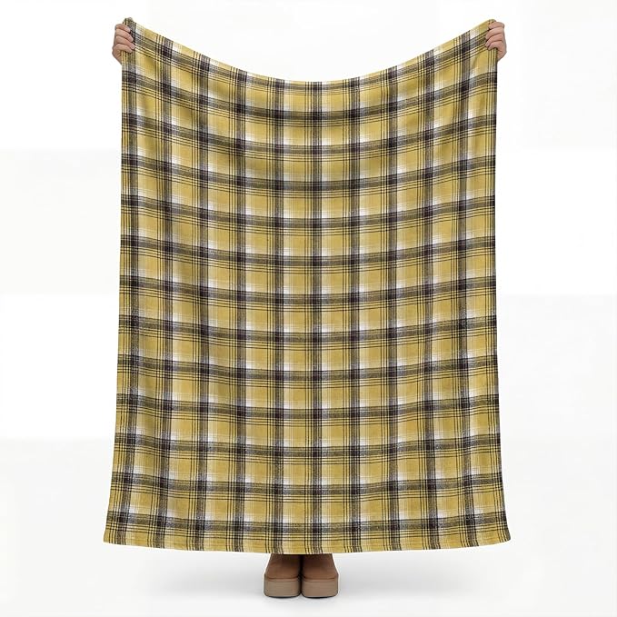 Horaldaily Yellow Brown Farmhouse Plaid Spring Decorative Blanket Throw, Spring Summer Rustic Soft Lightweight Blanket for Couch Sofa Bed Lounging Decoration, Ideal Gifts for Kids Adults Self, 50x60