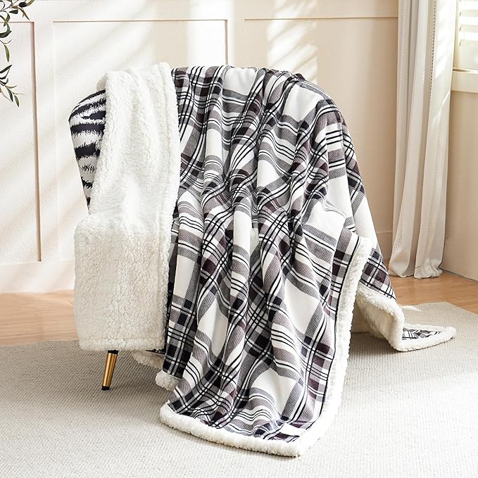 Sherpa Fleece Throw Blanket for Couch, Fluffy Plush Warm Fuzzy Blanket for Women and Men, Cozy Thick Soft Twin Blanket for Bed(Gray-2, 80"*90")