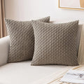 MIULEE Pack of 2 Decorative Throw Pillow Covers 20x20 Inch Soft Boho Striped Textured Corduroy Pillow Covers Modern Farmhouse Home Decor for Couch Bed Sofa Living Room Neutral Brown