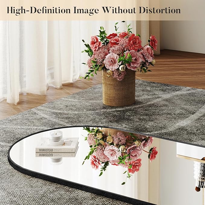 OLIXIS Arched Full Length Black Mirror 59.1"x16" for Bedroom, Full Body Mirror with Stand, Hanging or Leaning for Wall, Aluminum Alloy Thin Frame Floor Standing for Living Room