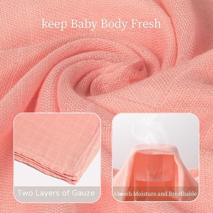 Momcozy Muslin Swaddle Blankets, 4-Pack Breathable and Skin-Friendly Receiving Blankets, Best Wishes Swaddle Blanket Shower Gifts & Baby Girl Newborn Essentials, Large 47"x47", Blooming Dream