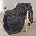 Exclusivo Mezcla Fleece Throw Blanket for Couch, Extra Large Fuzzy Dark Grey Bed Blankets, Soft Cozy Plush Sofa Throws for All Seasons, 50x70 Inches