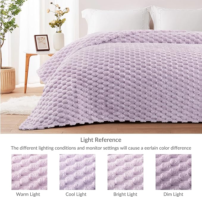 Whale Flotilla Twin Size Blanket for Bed with Jacquard Pattern, Fuzzy Soft Cozy Exquisite Blankets for All Season, Warm and Fluffy, 60x80 Inch, Lilac