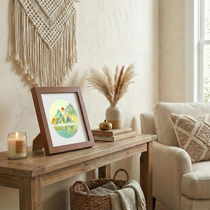 Newscz Framed Wall Art 8.3x8.3 Inch Modern Home Decor for Living Room Bedroom Wall Decor Above Bed & Office Aesthetic Gallery Wall Frame Set Farmhouse & Art Deco Decor Dining Room Kitchen Wall Decor (H-B07)