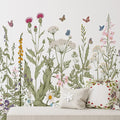 Zonon 6 Pcs Flowers Wall Decals Stickers Vinyl Removable Peel and Stick Colorful Dragonflies Floral Wall Murals Decor for Bedroom Living Room Nursery (Olive Green Flowers)