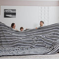 COOVA Oversized King Fleece Blanket 120x120 inches, Soft Cozy Warm Giant Extra Large 10'x10' Blanket for Bed, Sofa, Couch,Travel, Camping, California Huge Flannel Big Throw Blanket, Grey Stripes