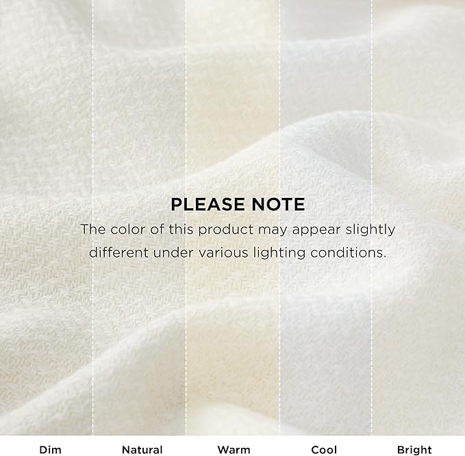 Bedsure GentleSoft 100% Cotton Blanket Queen Size for Bed - Breathable and Lightweight, Soft Cozy Textured Herringbone Woven Blanket for Summer, Cream, 90x90 inches