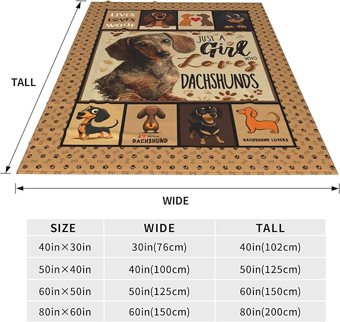 Dachshund Throw Blanket Soft Warm Cozy Dogs Dachshunds Blankets Fuzzy Plush Fleece Dachshund Blanket Gifts for Couch Bed Sofa Home Decor 40''X50''