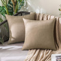 MIULEE Pack of 2 Decorative Outdoor Solid Waterproof Throw Pillow Covers Faux Linen Garden Farmhouse Cushion Cases for Patio Tent Balcony Couch Sofa 18x18 Inch Khaki