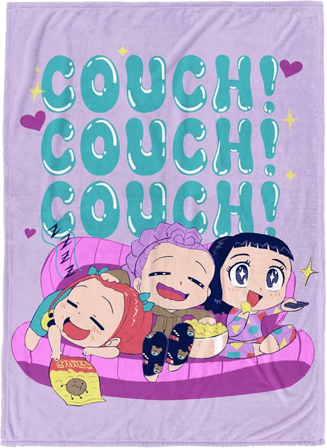 Jay Franco Kids Plush Throw Blanket – Ultra Soft Cozy Plush Fleece for Bed, Couch, Sofa, Home Décor, Official Licensed Huntrix, Purple - Kpop Demon Hunters, 60x90 - Large Blanket