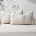 Hckot Throw Pillow Covers 12x20 Set of 2 Striped Pillow Covers Textured Linen Decorative Pillows Lumbar Cushion Covers for Sofa Couch Bed Living Room Farmhouse Decor, Sage Green