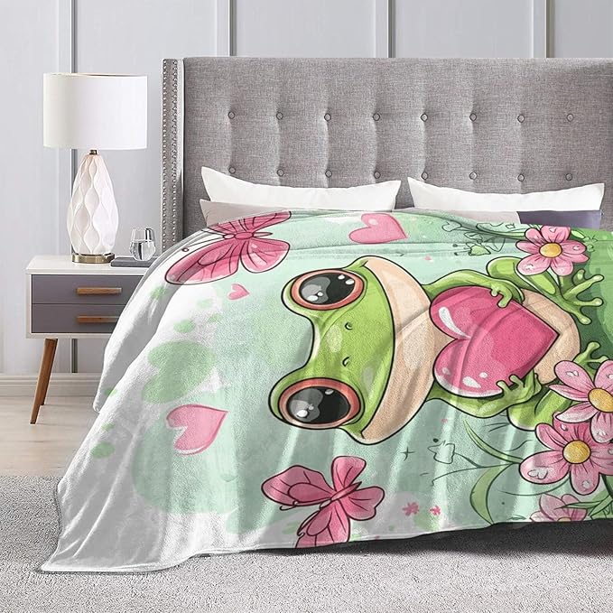 Frog Gifts Warm Cozy Cute Throw Blanket Soft Lightweight Fleece Plush Fuzzy Blanket for Girls Women Kids Adults Bed Decor 50"X60"