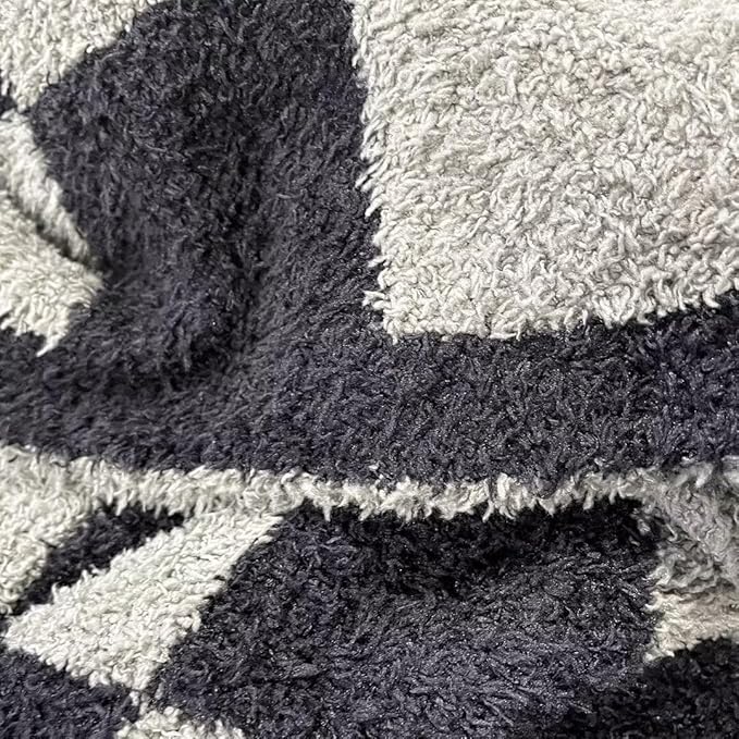 Soft Checkered Throw Blanket, Ultra Cozy Knit Throw Blanket Fluffy Fuzzy Reversible Checkerboard Blanket for Travel Couch Sofa Bed Decor, 51x63 inches, Black Grey