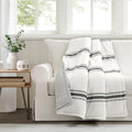 Lush Decor Farmhouse Stripe Reversible Throw, Single, 50" W x 60" L, Black - Classic Modern Rustic Charm - Cozy Soft Single Pinstripe Print Blanket