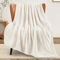 Exclusivo Mezcla Soft Fleece Throw Blanket for Couch, Super Soft Velvet Plush Fleece Blankets, Fuzzy Cozy and Warm for Winter, 50x60 Inches, Ivory