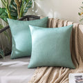 MIULEE Pack of 2 Decorative Outdoor Solid Waterproof Throw Pillow Covers Spring Faux Linen Garden Farmhouse Cushion Cases for Summer Patio Tent Balcony Couch Sofa 18x18 Inch Teal