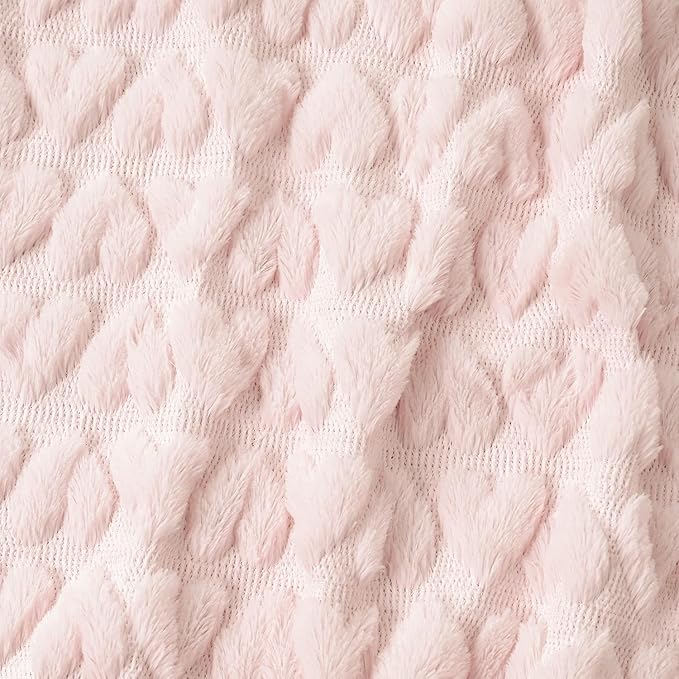 Horaldaily Valentine Blanket Throw, Pink Cute Love Heart Soft Fuzzy Plush Faux Fur Cozy Blankets for Couch Sofa Bed Lounging, Ideal Gifts for Kids Adults Wife Self, 60x80