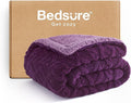 Bedsure Gentlesoft Sherpa Fleece Throw Blanket for Couch - Fluffy & Cozy Cable Jacquard Tufted Throw for Women Gift, Thick and Warm Blankets for Winter, Purple, 50x60 Inches