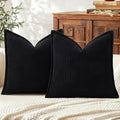 Mecatny Corduroy Throw Pillow Covers 24x24 Set of 2, Neutral Decorative Soft Boho Couch Pillow Covers with Broadside for Sofa Living Room, Black