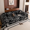 HANDONTIME Couch Cover for Dogs Washable Bird Floral Pattern Slipcovers for Couches and Sofas Black Sofa Covers with White Jacquard Flower Chenille Couch Cover Blanket Pet Friendly, 71" X 118"