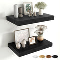 Fun Memories Black Floating Shelves for Wall - 10 x 16 Floating Shelf - Rustic Wood Storage Shelf - Wall Shelves with Invisible Bracket - 16" Bookshelves for Living Room & Bedroom - Black - Set of 2