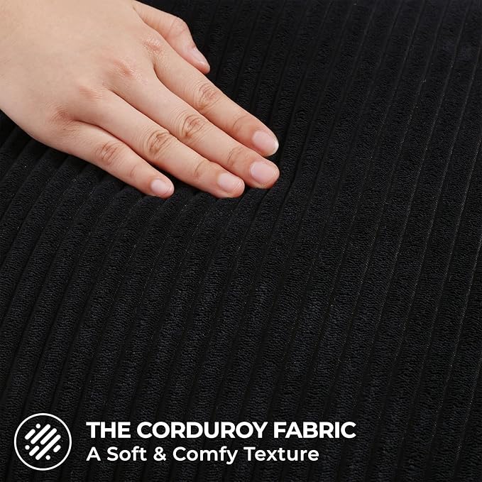 Mecatny Corduroy Decorative Throw Pillow Covers 18x18 Set of 2 for Sofa Living Room, Soft Neutral Boho Couch Pillow Covers for Home Decor, Black