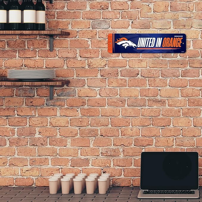 Rico Industries NFL Football Metal Street Sign 4" x 15" Home Décor - Bedroom - Office