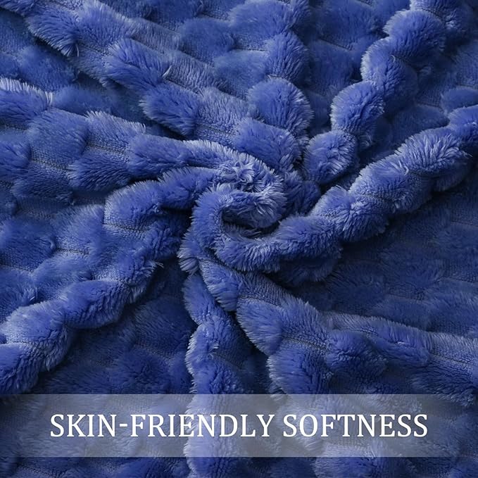 Exclusivo Mezcla Fleece Throw Blanket for Couch, Extra Large Fuzzy Cobalt Blue Bed Blankets, Soft Cozy Plush Sofa Throws for All Seasons, 50x70 Inches