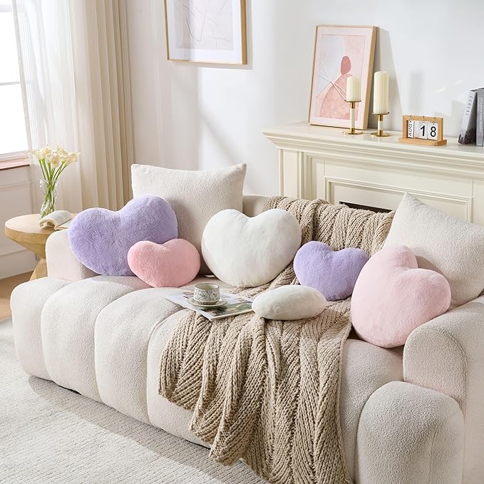 2PCS Throw Pillows Heart Pillow Home Decor Decorative Couch Pillows Bed Pillows Outdoor Pillows Valentine Gifts,Purple 9"*13"