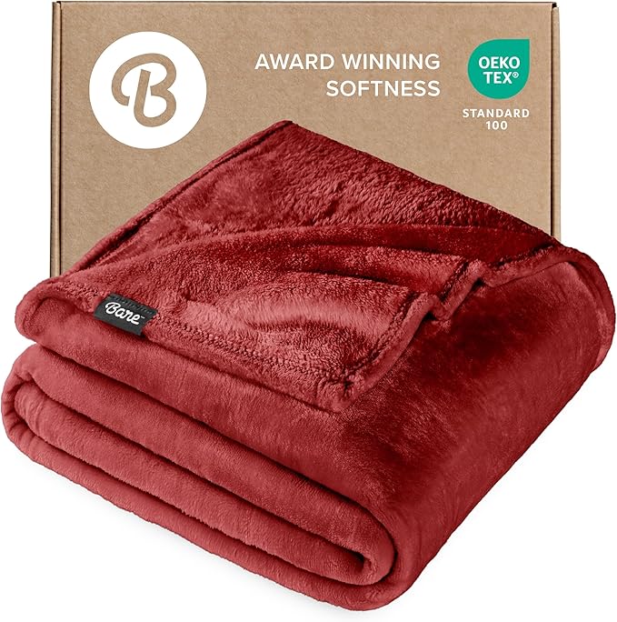 Bare Home Fleece Blanket - Twin/Twin Extra Long - Ultra-Soft Lightweight for Bed, Sofa, and Couch - Luxury Microplush - Cozy Warm Blanket (Twin/Twin XL, Rosewood)
