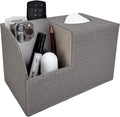 Square Tissue Box Cover,Modern Decorative Cube Tissue Box Holder with Two Compartment Organizers on The Left,Office and Home Living Room,Bedroom,Vanity,Bedside Table,Desktop Tissue Box Storage