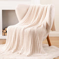 BATTILO White Throw Blanket for Couch, Knit Fuzzy Plush Cream Throw Blankets, Warm Cozy Lightweight Blanket for Bed, Sofa, Home Decor, 50"x60"