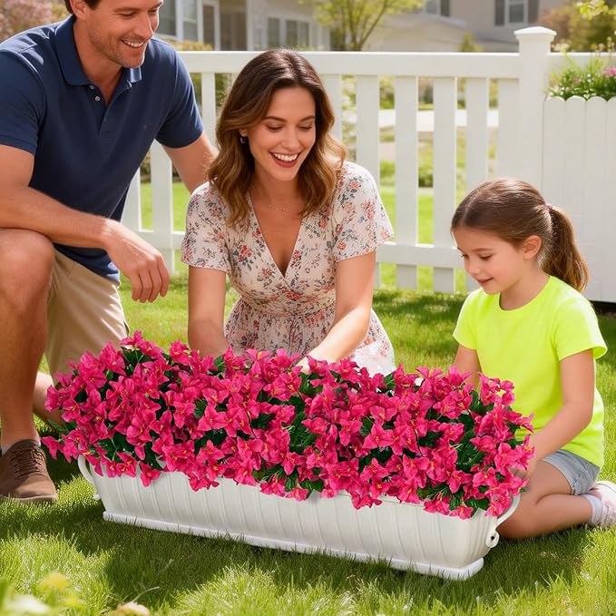 Yastouay 8 Bundles Artificial Flowers for Outdoors, Realistic Bougainvillea Fake Flowers for Outside, UV Resistant Silk Outdoor Faux Plants for Porch Patio Planter Front Door Garden Decor(Hot Pink)